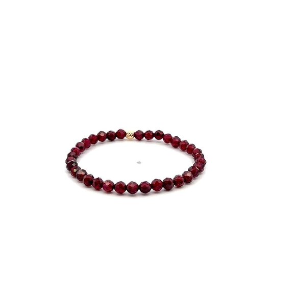 Natural Garnet Gemstone Mini 3mm 18K Bar Faceted Charm Bead January Birthstone - Picture 4 of 5